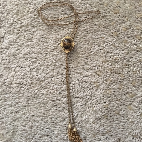 Vintage necklace with brown stone - Picture 1 of 9